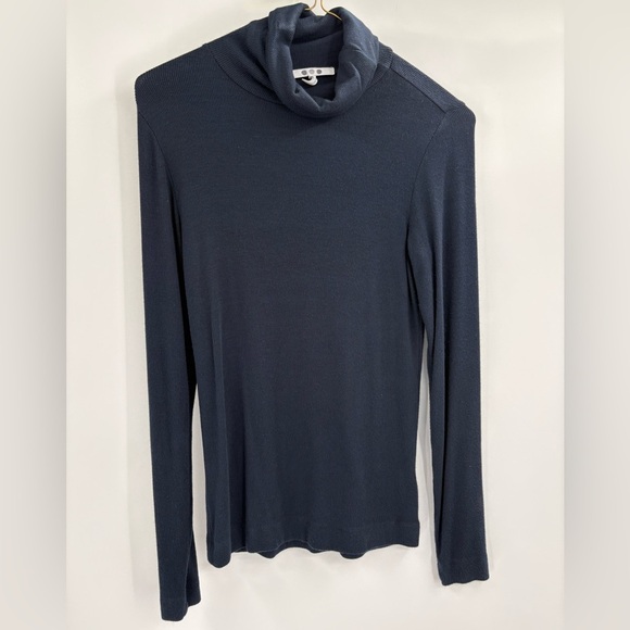 Three Dots Blue Cowl Neck Long Sleeve Stretch Ribbed Blouse Top Size Xs X-small - Picture 2 of 15